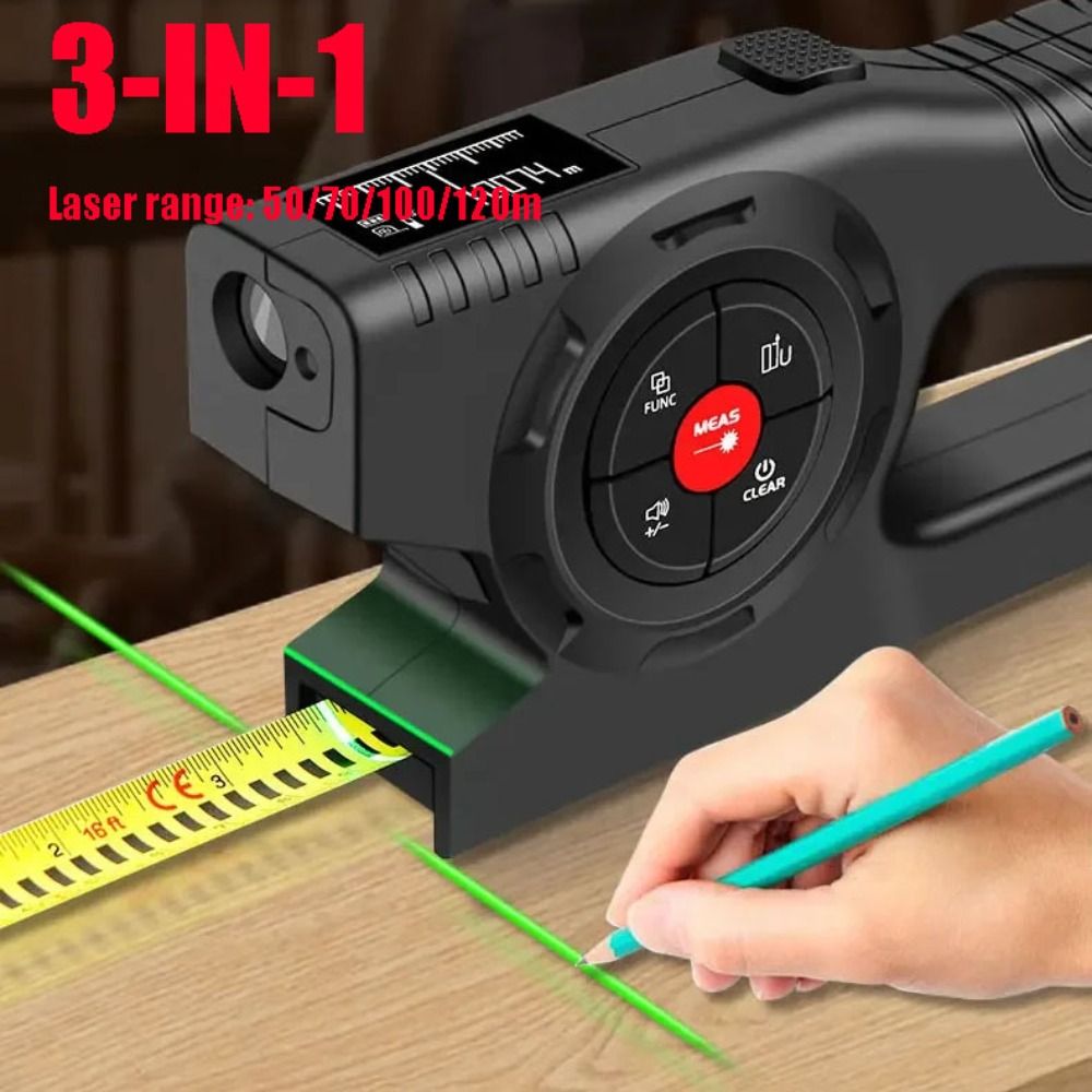 Industrial Laser Tape Measure - 3-in-1 Laser Tape Measure Retractable Rechargeable