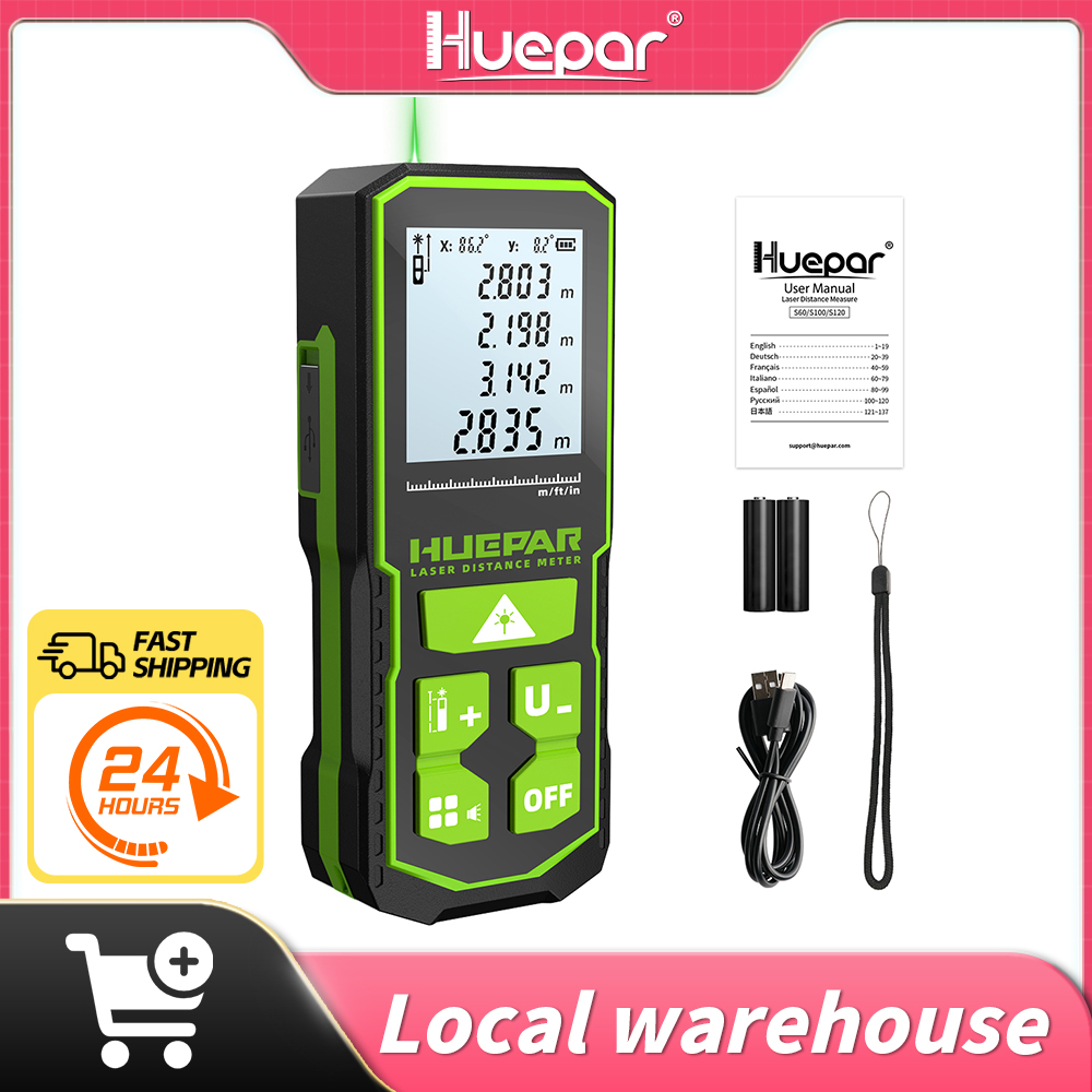 Industrial Laser Tape Measure - Huepar Laser Rangefinder Digital Laser Distance