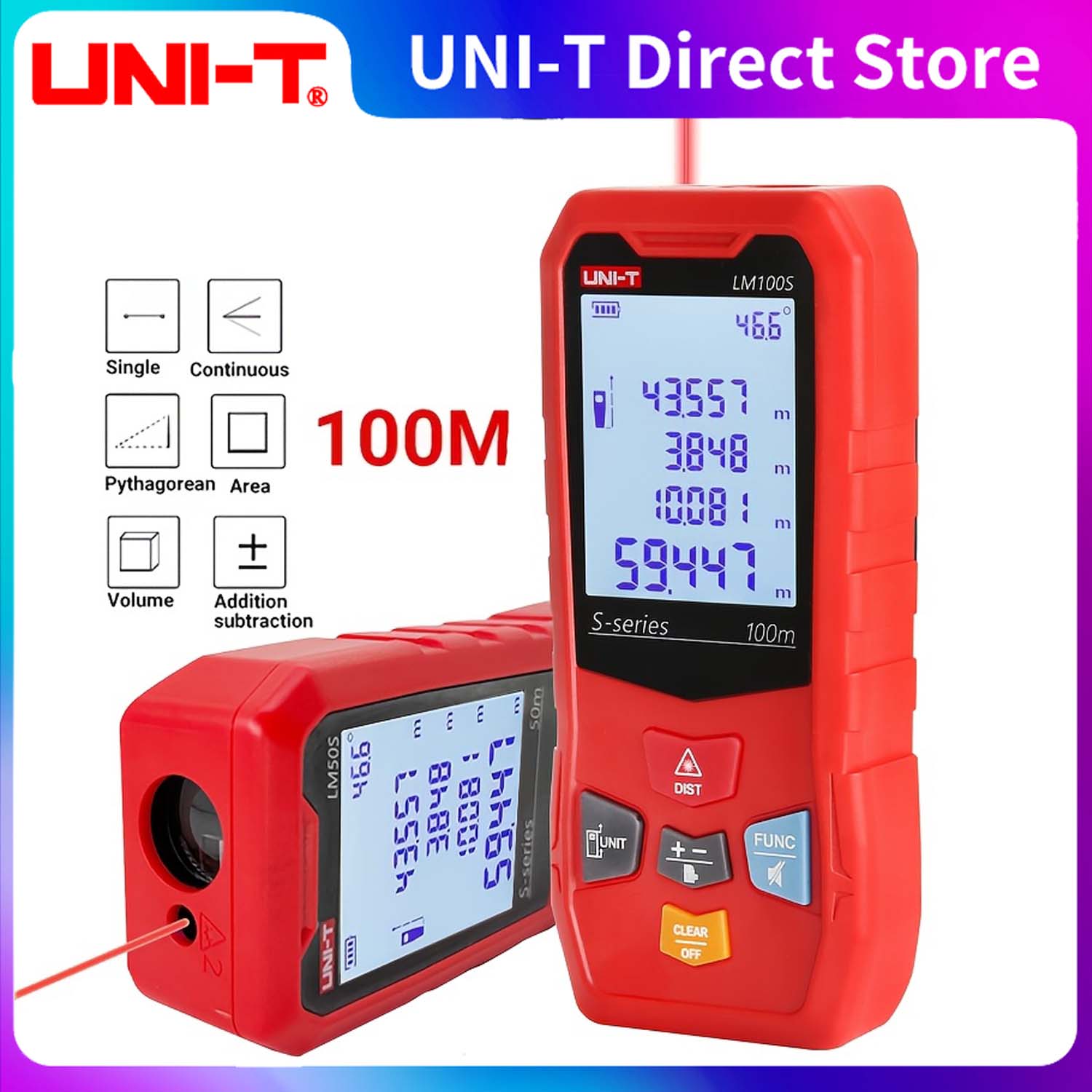 Industrial Laser Tape Measure - UNIT Laser Rangefinder LM40S/60S/100S 40M Distance